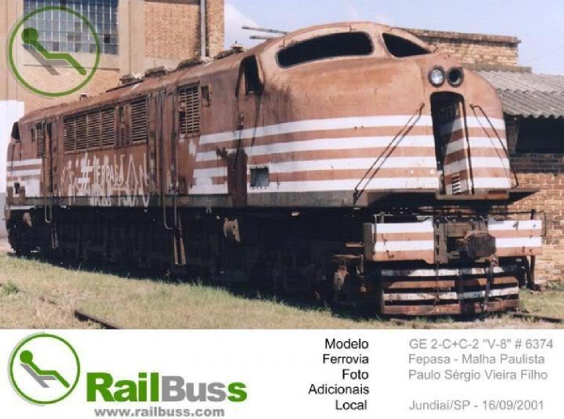 Foto Trem - FEPASA GE V8 6374 em Jundiaí - SP